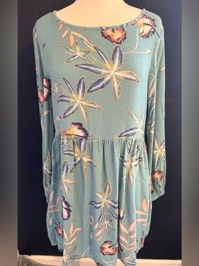 Roxy Highland Escape  green tropical swing dress